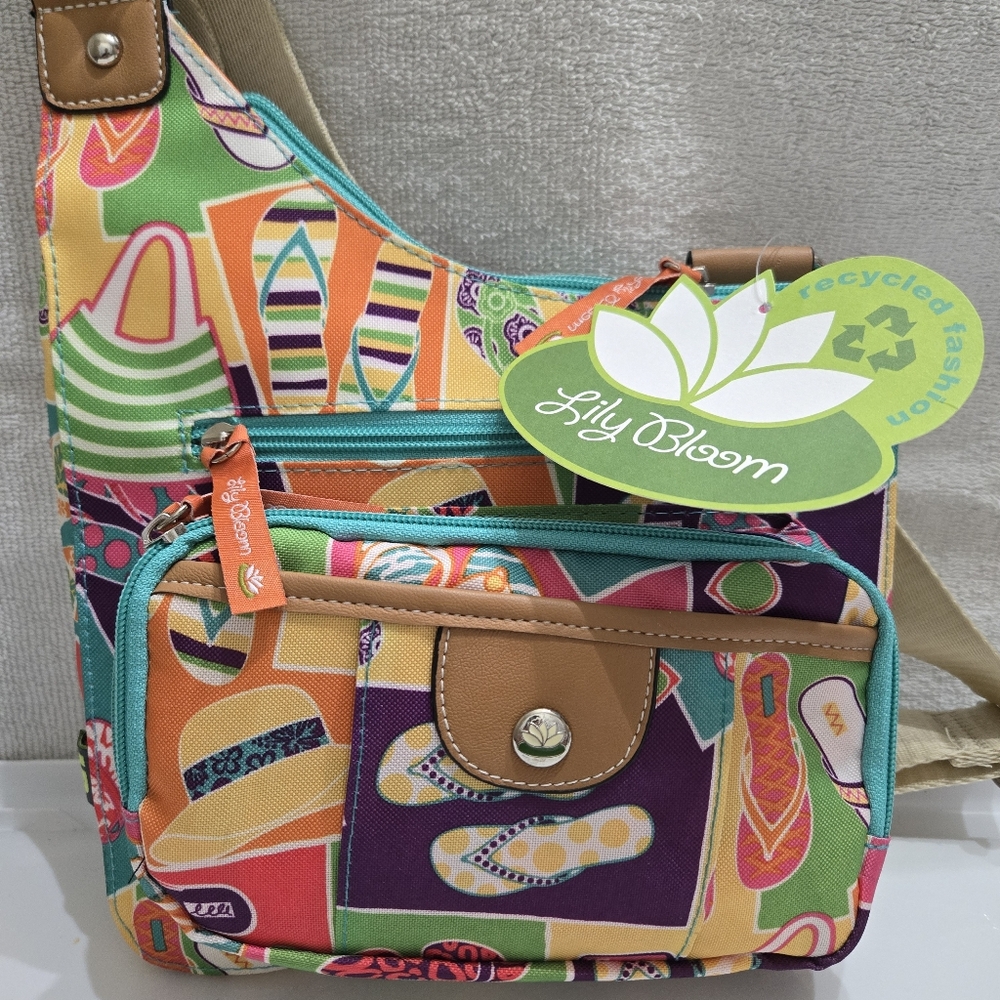 NWT Lily Bloom Multicolor Flip-Flop Print Crossbody Bag